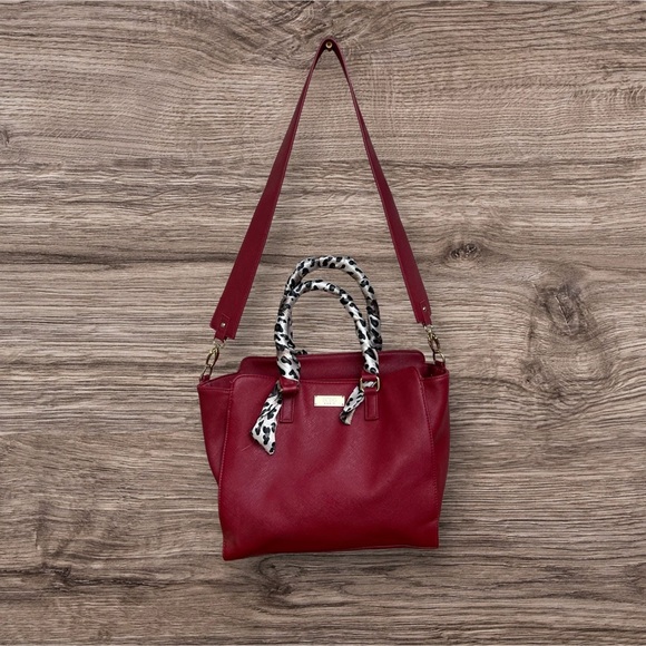BCBG Handbags - BCBG Paris Satchel Handbag with scarf wrapped strap handles.